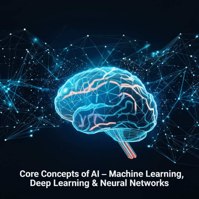 a blue glowing brain with lines and dots