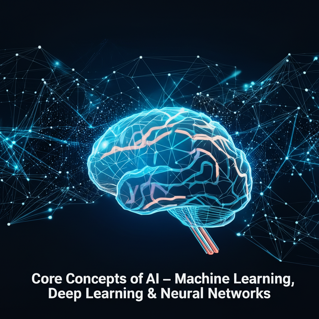 a blue glowing brain with lines and dots
