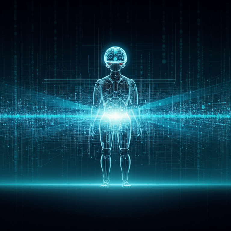 a blue glowing human body