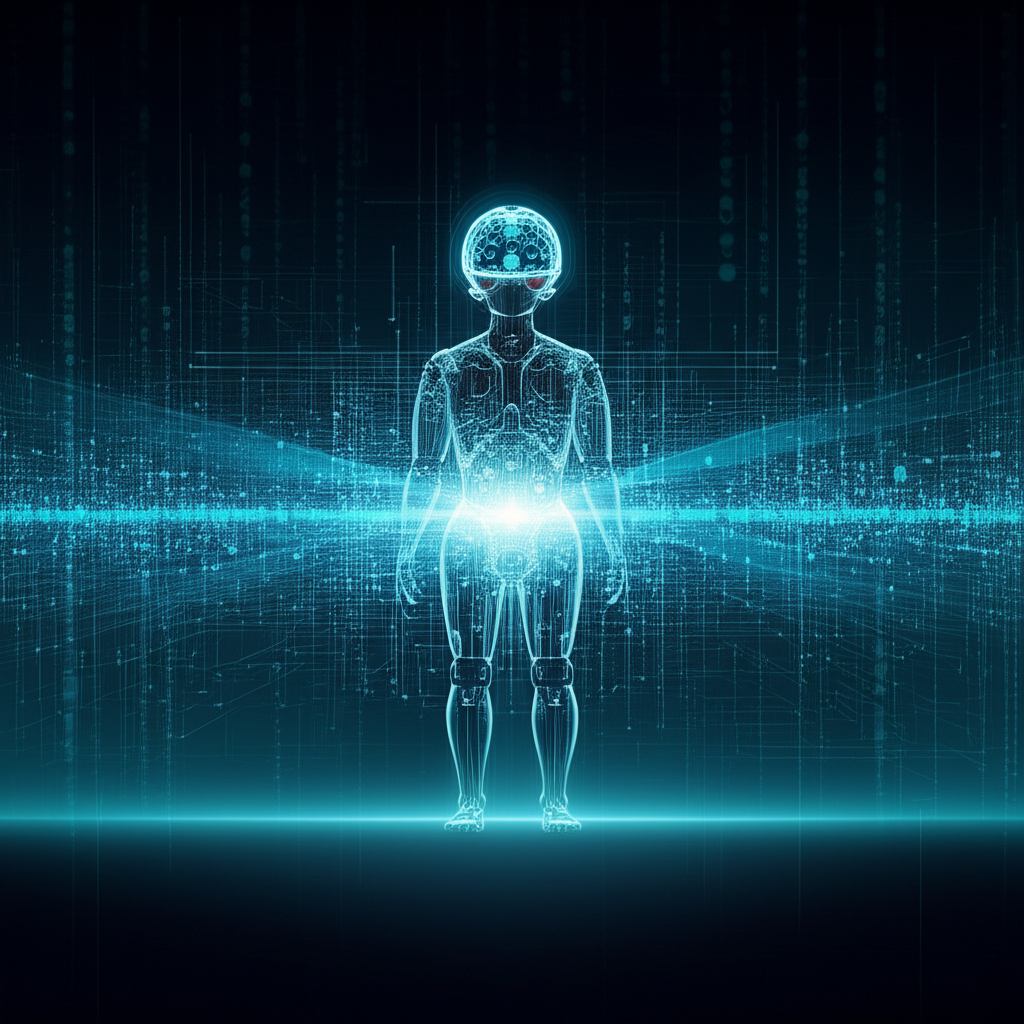 a blue glowing human body