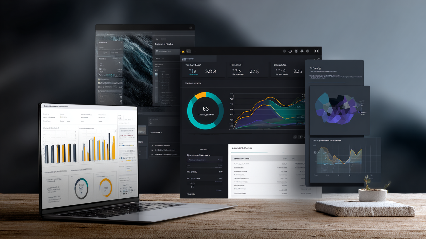 Business team analyzing RPA automation metrics on computers in modern office