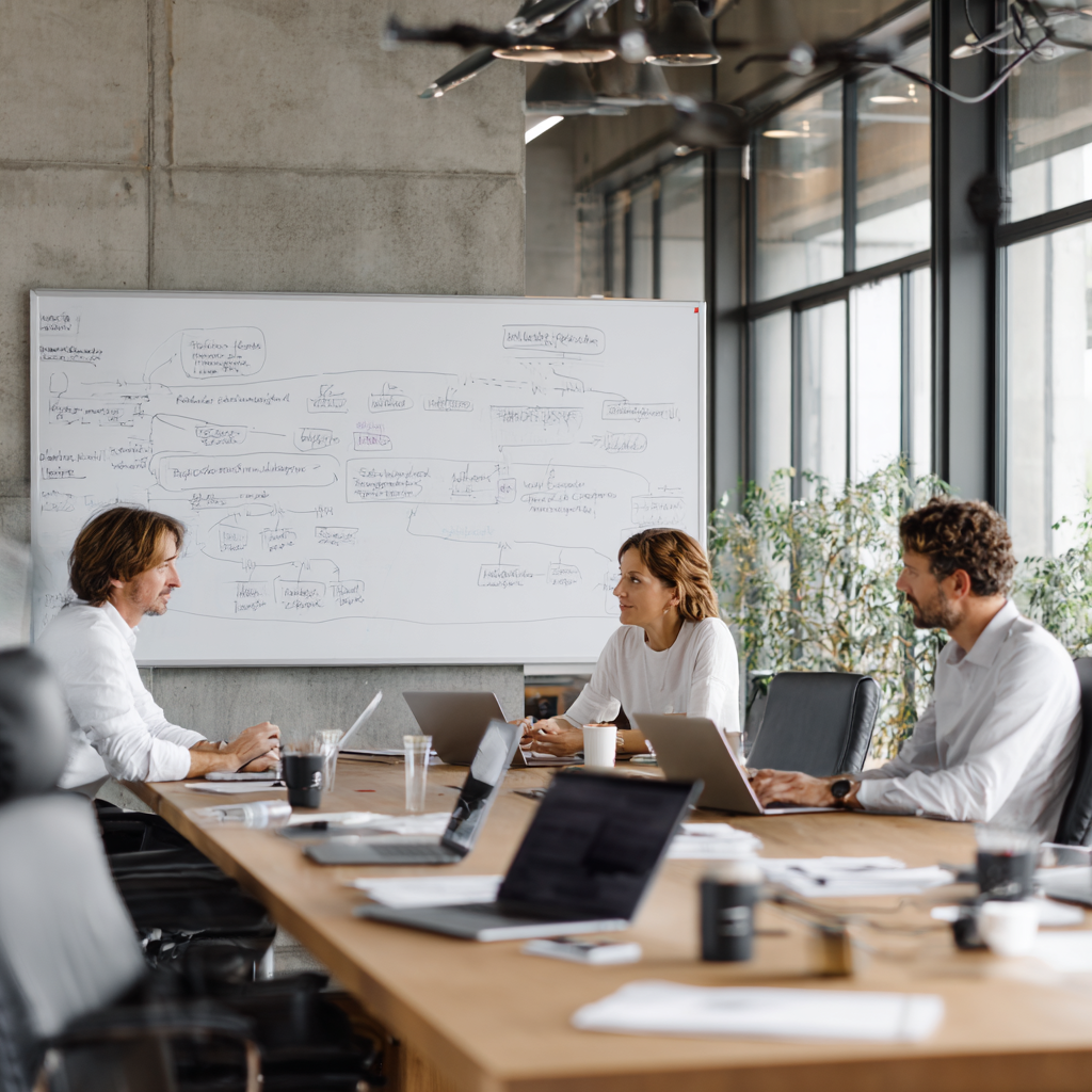 Small business team analyzing AI adoption statistics and trends