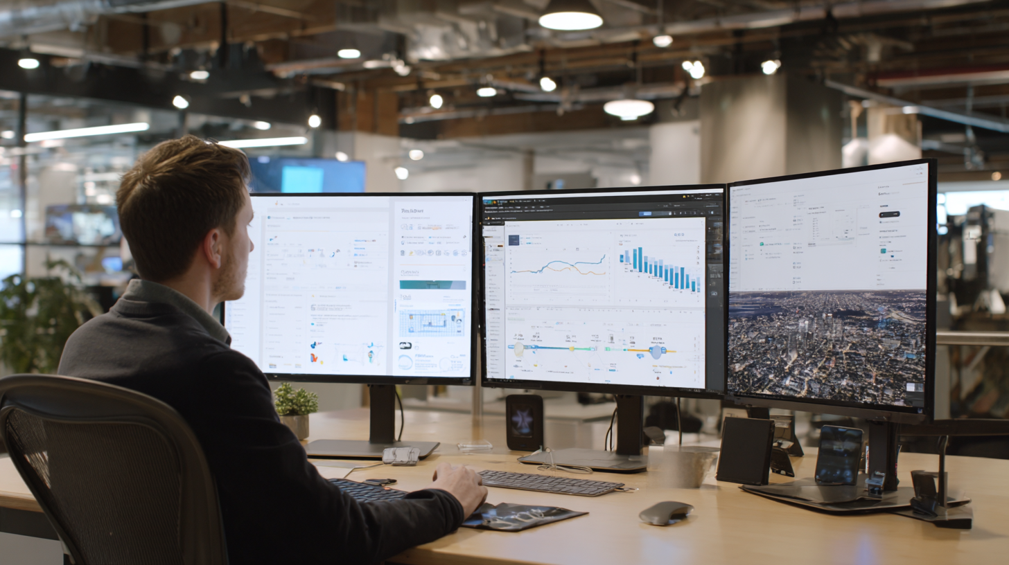 Split screen comparison of different AutoML platforms on multiple monitors, Google Cloud AutoML, Microsoft Azure, AWS interfaces visible, data scientist reviewing options, modern tech office environment, photorealistic