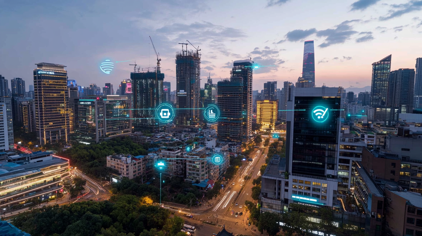 Prompt Path and Filename A smart city with interconnected IoT devices like sensors and smart lights.