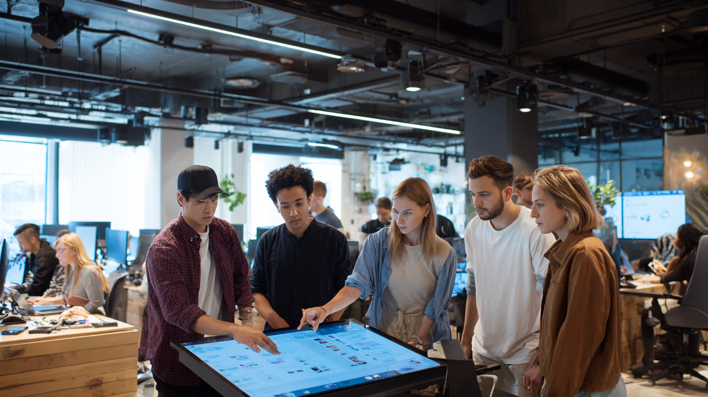 Professional using AI language learning tools in a modern workspace