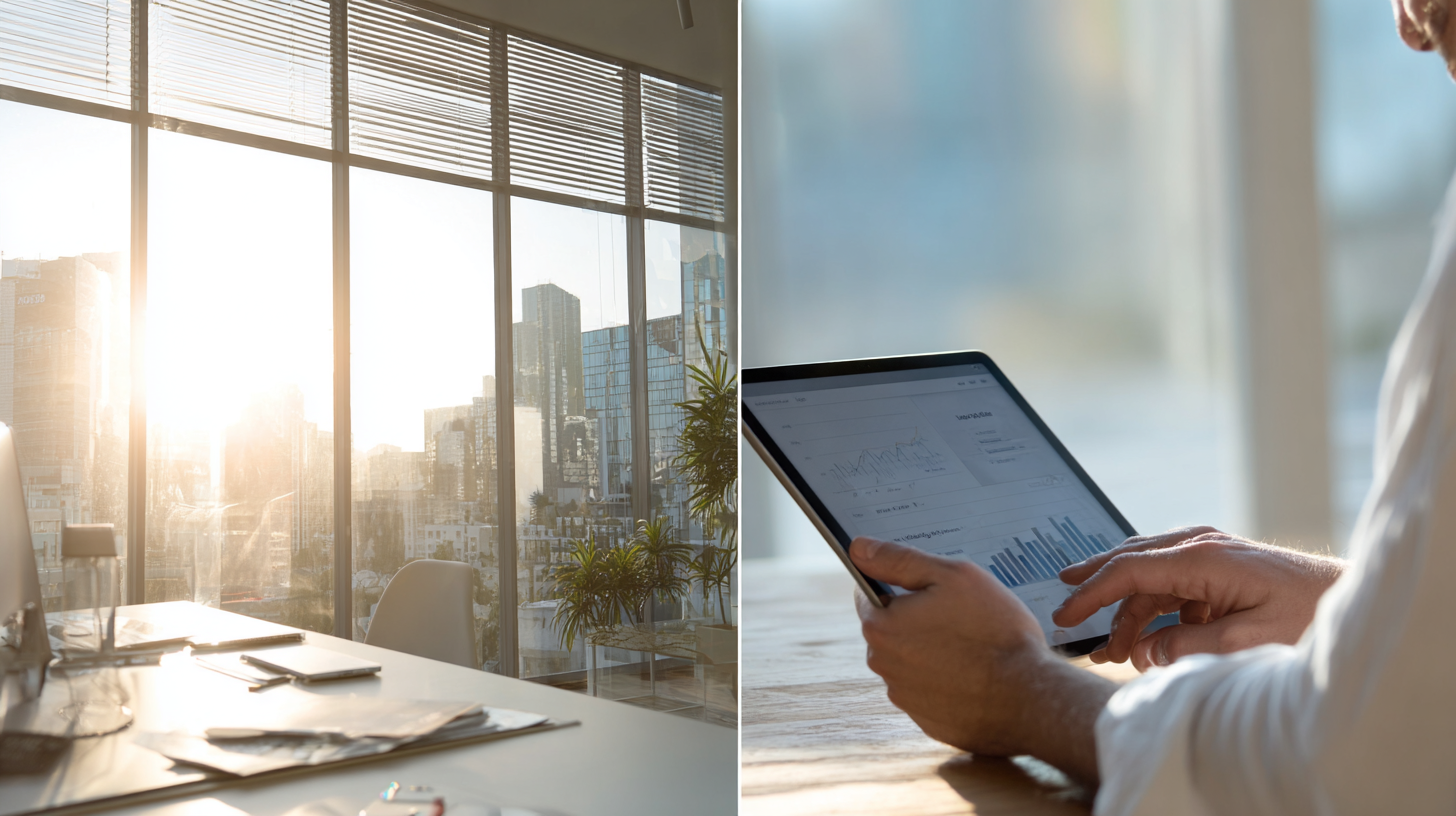 Designer in modern studio working with AI presentation tool on ultrawide monitor, showing transformation from simple text prompt to polished presentation slides