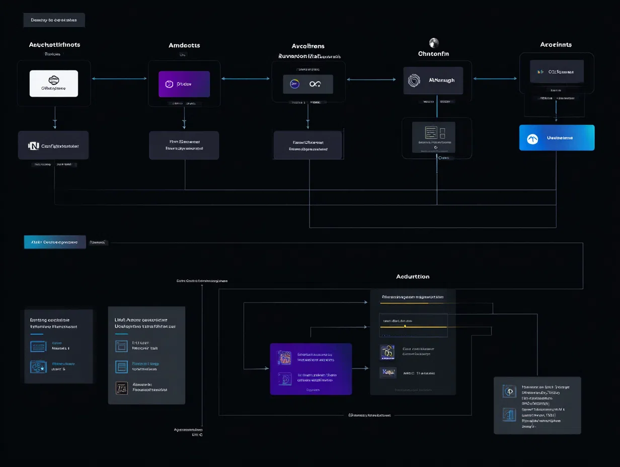 AI API integration workflow showing OpenAI, Anthropic, and other API connections with authentication flows, data processing, and response handling