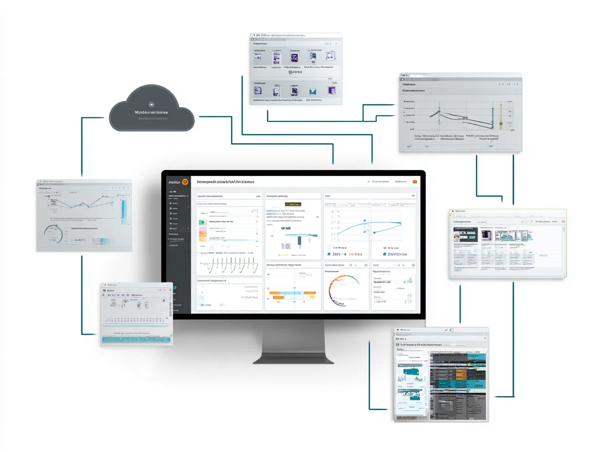 Cloud infrastructure dashboard showing AI model deployment with monitoring systems, scaling metrics, CI/CD pipelines, and performance analytics