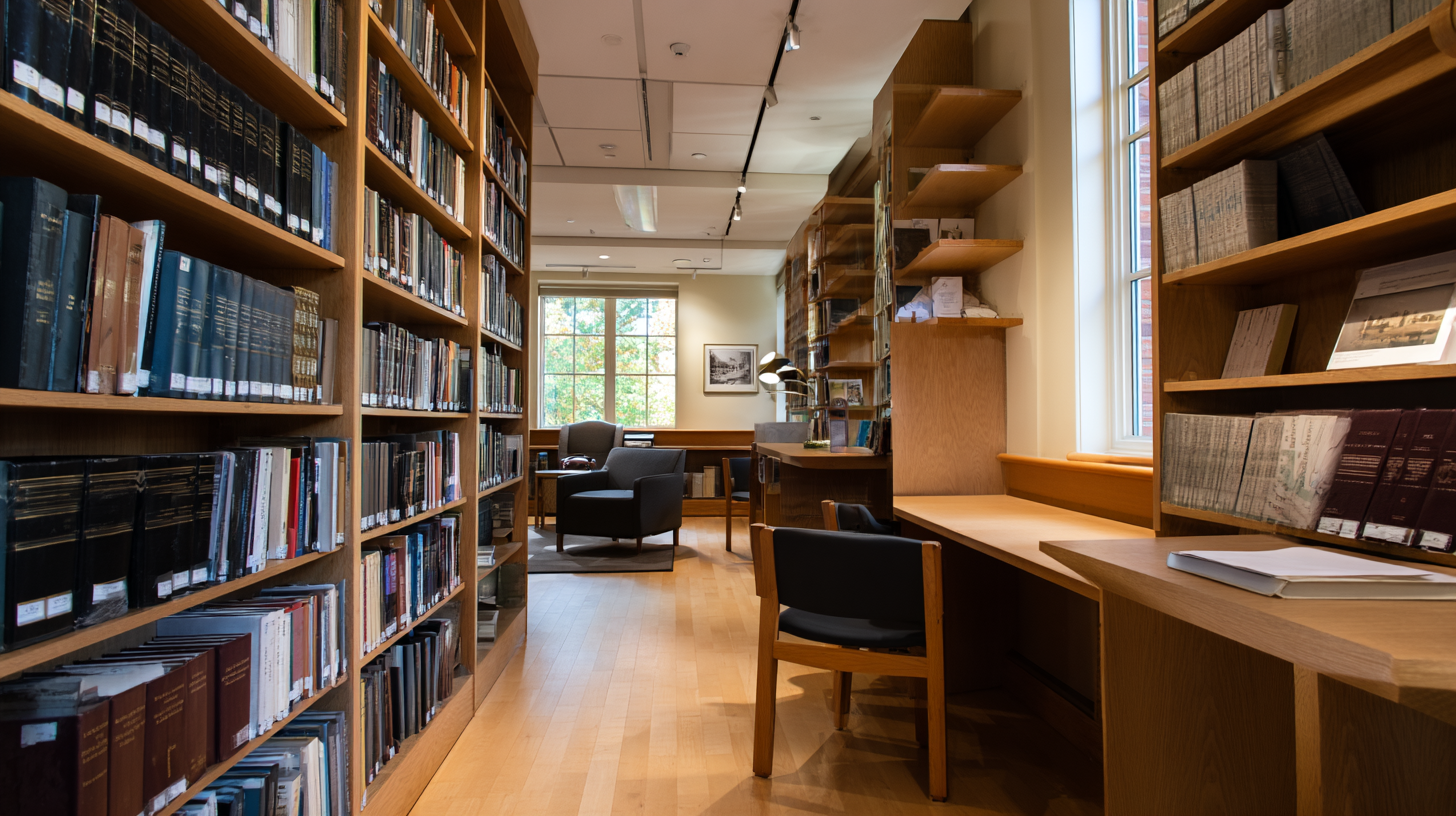 Leadership library showing essential leadership books, research papers, case studies, and digital learning resources for executive development