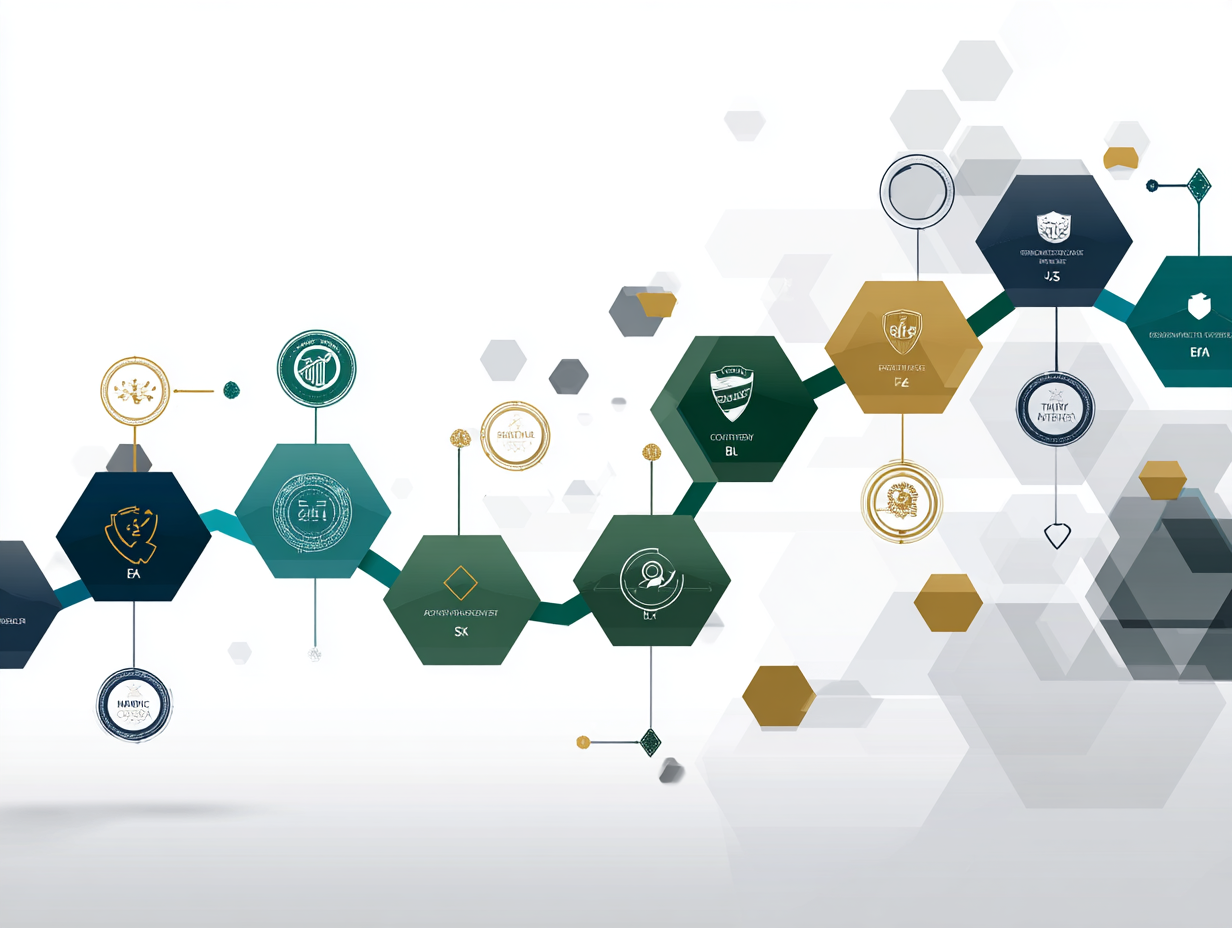Professional leadership development roadmap showing progression from team lead to strategic executive with skill milestones, competency frameworks, and career advancement stages