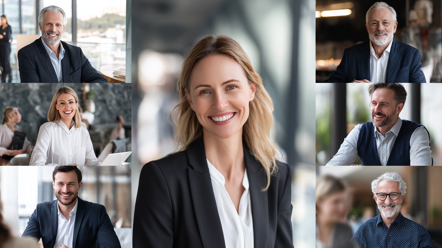Collage of successful leaders in executive positions showing career advancement from manager to Csuite with achievement celebrations and leadership recognition