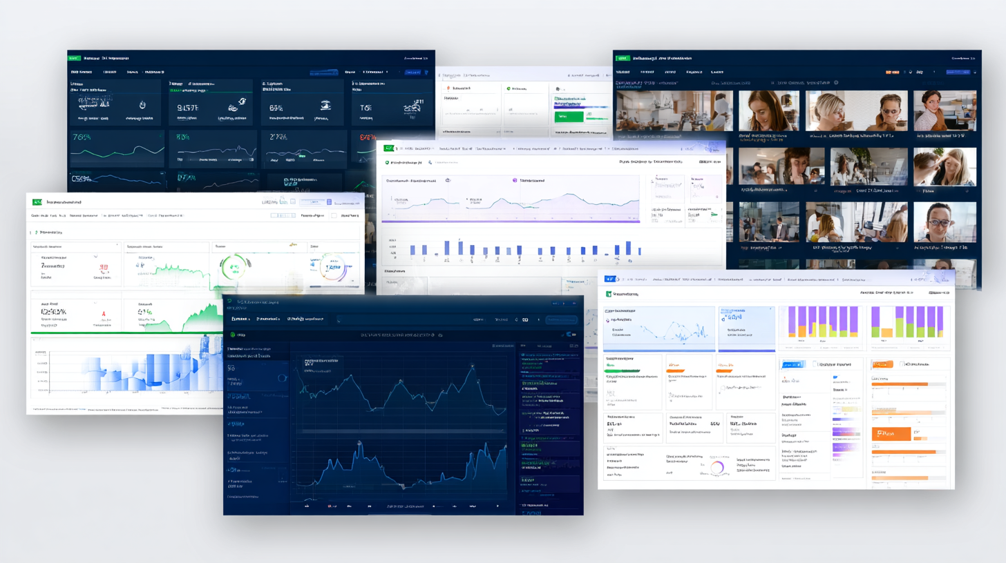Performance analytics dashboard showing remote team productivity metrics, engagement scores, collaboration patterns, and virtual leadership effectiveness indicators