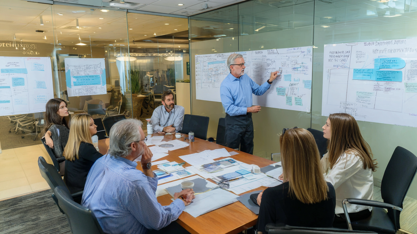 Strategic planning framework showing vision development, SWOT analysis, competitive positioning, and longterm roadmap creation with executive team collaboration
